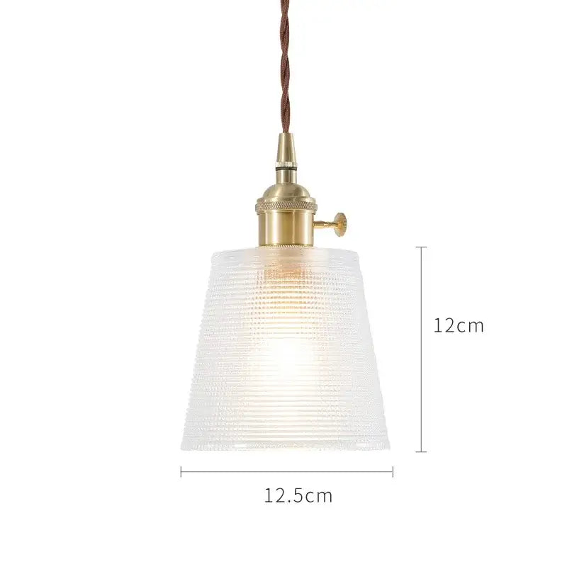 Nordic Japan style glass pendant light with brass socket and textured white glass shade for dining room lighting