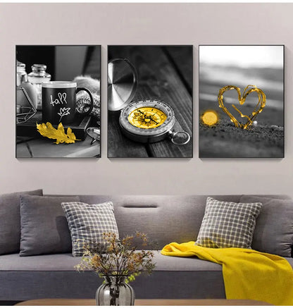Nordic Landscape Canvas Print Set - Yellow Scenery - Posters
