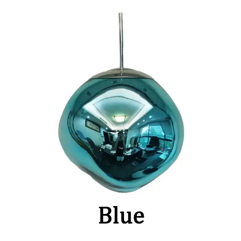 Blue metallic spherical pendant light fixture from decorbites nordic lava glass chandelier for dining room decor