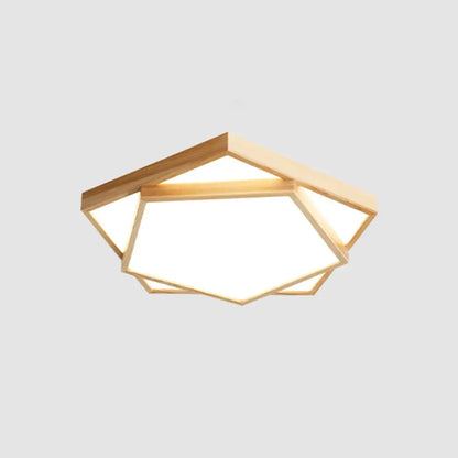 DecorBites™ DecorBites™ Nordic LED Acrylic Ceiling Mounted Lamp for Bedroom - Wood 2-Tiered Flush Light Fixture