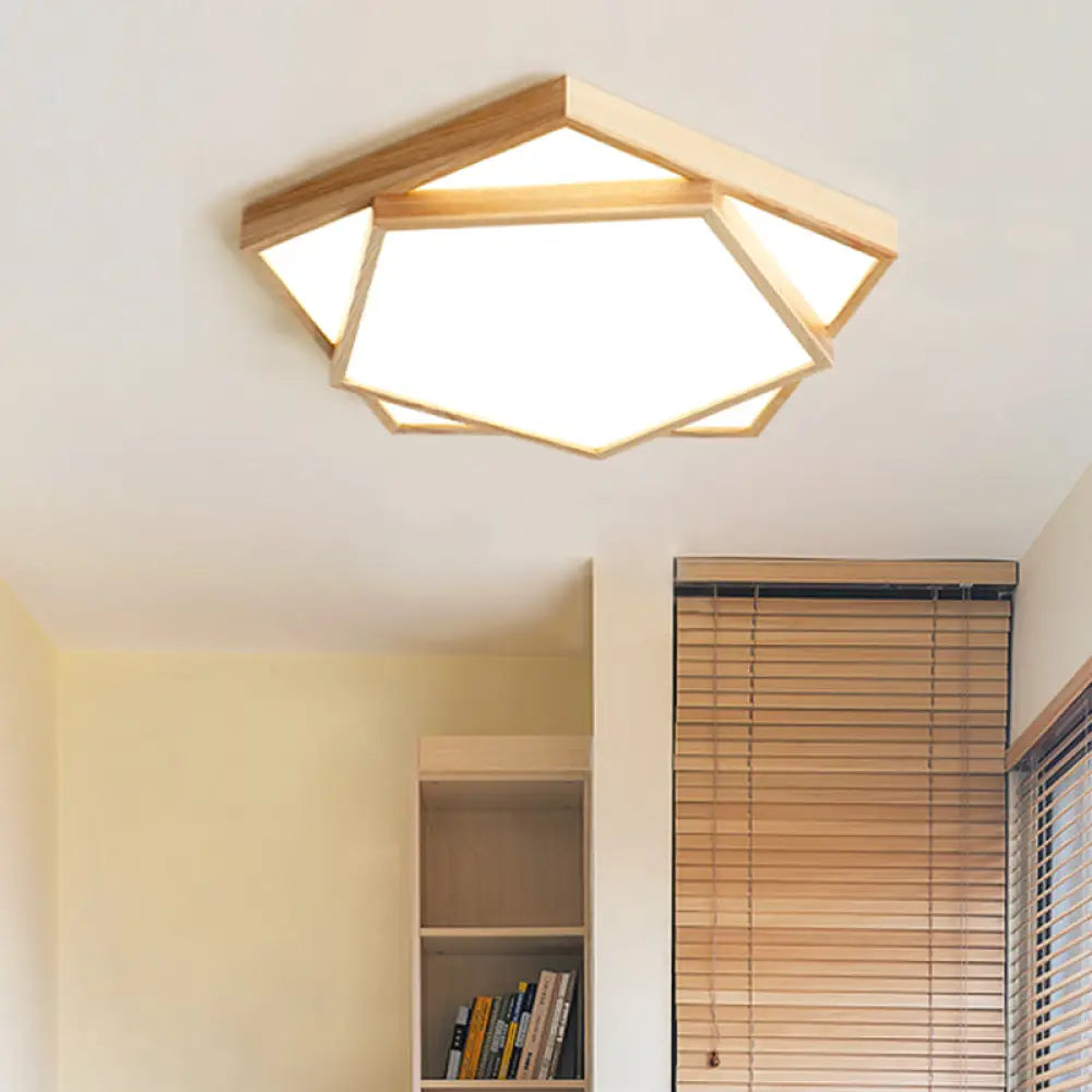 DecorBites™ DecorBites™ Nordic LED Acrylic Ceiling Mounted Lamp for Bedroom - Wood 2-Tiered Flush Light Fixture