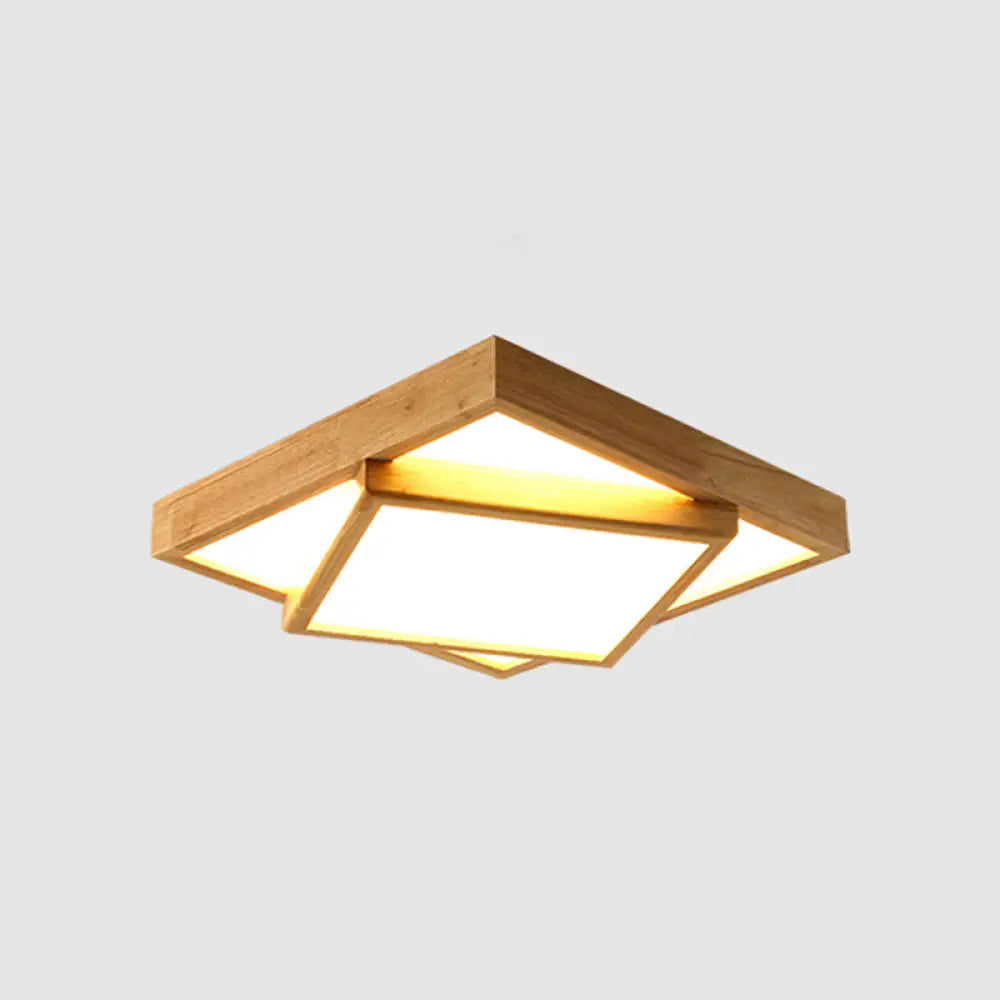 DecorBites™ DecorBites™ Nordic LED Acrylic Ceiling Mounted Lamp for Bedroom - Wood 2-Tiered Flush Light Fixture