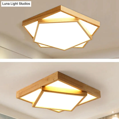 DecorBites™ DecorBites™ Nordic LED Acrylic Ceiling Mounted Lamp for Bedroom - Wood 2-Tiered Flush Light Fixture