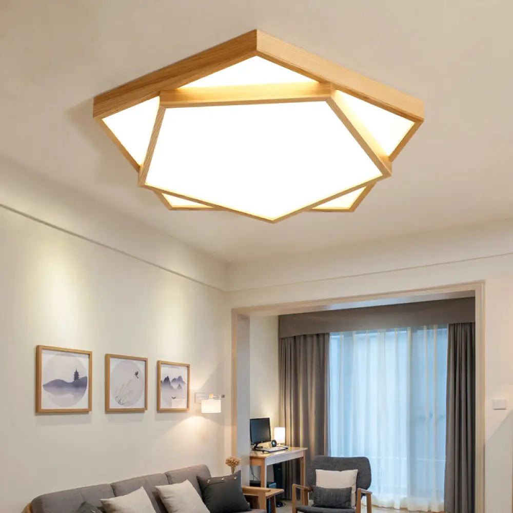 DecorBites™ DecorBites™ Nordic LED Acrylic Ceiling Mounted Lamp for Bedroom - Wood 2-Tiered Flush Light Fixture
