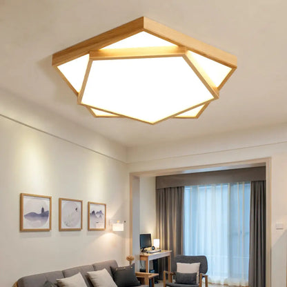 DecorBites™ DecorBites™ Nordic LED Acrylic Ceiling Mounted Lamp for Bedroom - Wood 2-Tiered Flush Light Fixture