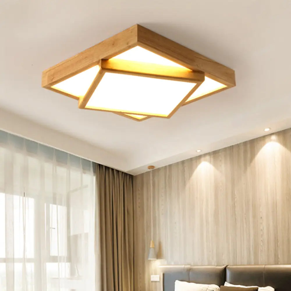 DecorBites™ DecorBites™ Nordic LED Acrylic Ceiling Mounted Lamp for Bedroom - Wood 2-Tiered Flush Light Fixture