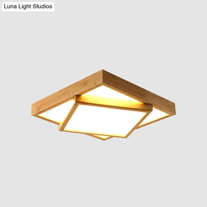 DecorBites™ DecorBites™ Nordic LED Acrylic Ceiling Mounted Lamp for Bedroom - Wood 2-Tiered Flush Light Fixture