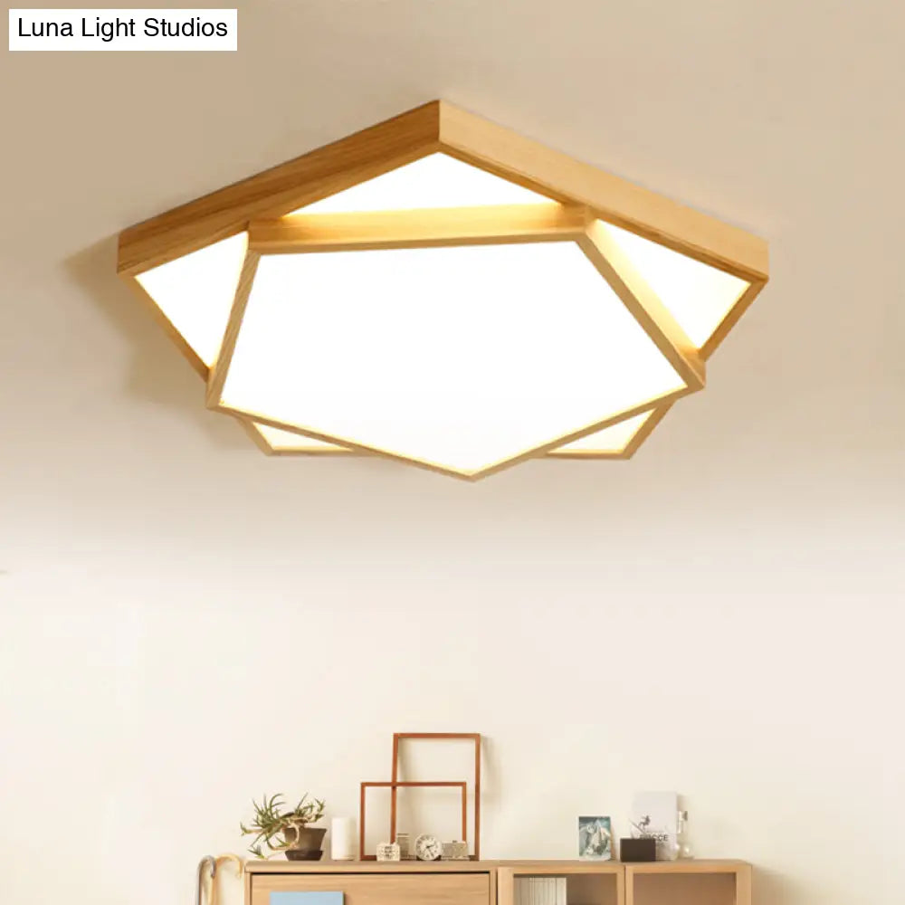 DecorBites™ DecorBites™ Nordic LED Acrylic Ceiling Mounted Lamp for Bedroom - Wood 2-Tiered Flush Light Fixture