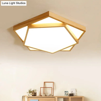 DecorBites™ DecorBites™ Nordic LED Acrylic Ceiling Mounted Lamp for Bedroom - Wood 2-Tiered Flush Light Fixture