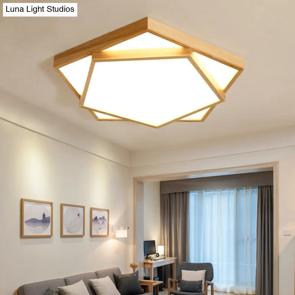DecorBites™ DecorBites™ Nordic LED Acrylic Ceiling Mounted Lamp for Bedroom - Wood 2-Tiered Flush Light Fixture