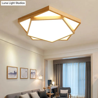 DecorBites™ DecorBites™ Nordic LED Acrylic Ceiling Mounted Lamp for Bedroom - Wood 2-Tiered Flush Light Fixture