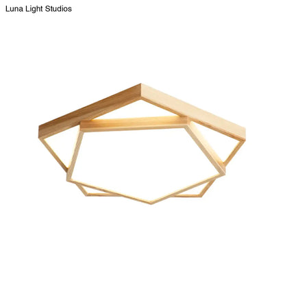 DecorBites™ DecorBites™ Nordic LED Acrylic Ceiling Mounted Lamp for Bedroom - Wood 2-Tiered Flush Light Fixture