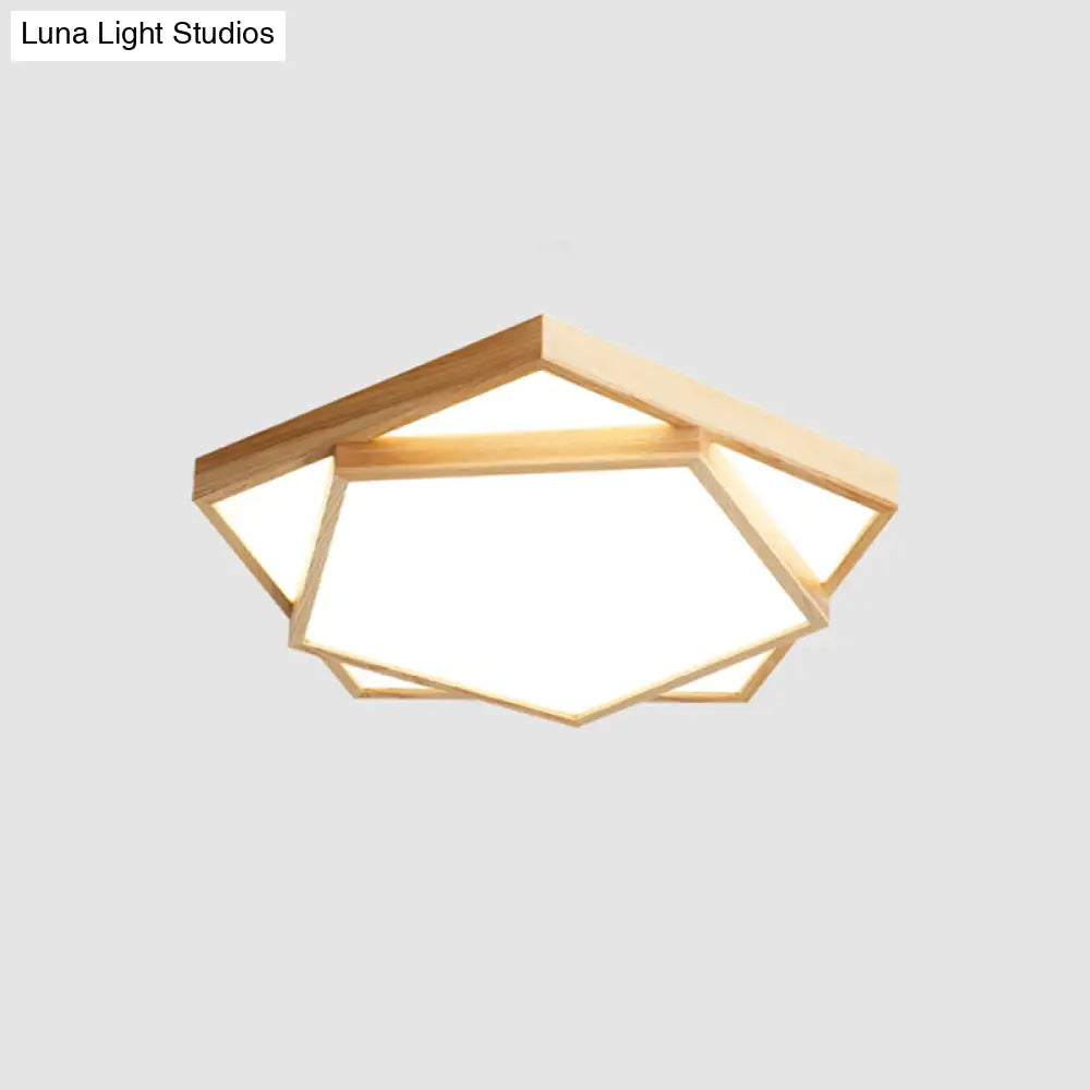 DecorBites™ DecorBites™ Nordic LED Acrylic Ceiling Mounted Lamp for Bedroom - Wood 2-Tiered Flush Light Fixture