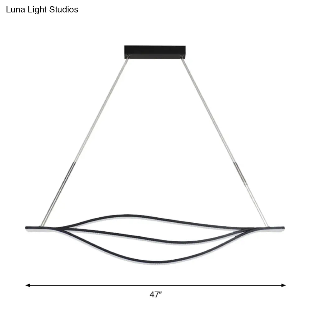 طقم إضاءة معلقة سوداء LED من DecorBites™ Nordic بإضاءة دافئة/بيضاء، بعرض 31.5 بوصة/39 بوصة/47 بوصة مع إضاءة جزيرة معدنية على شكل أوراق شجر