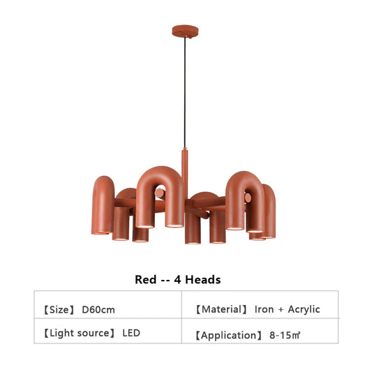 Nordic LED Ceiling Chandelier for Home Decor - 4 heads-orange / 220v / Warm white 3000K - Chandelier