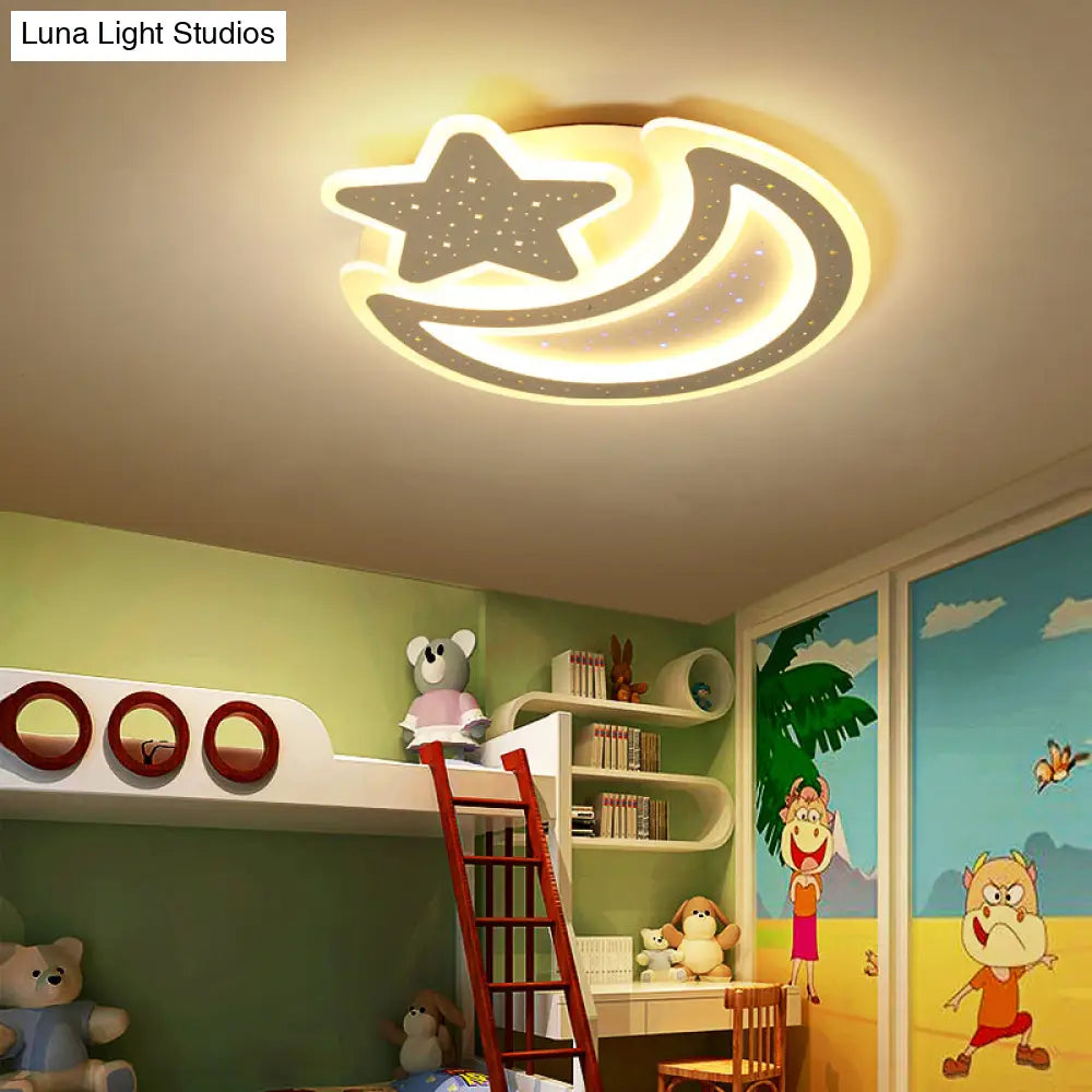 DecorBites™ DecorBites™ Nordic LED Ceiling Lamp: Moon and Star Acrylic Flush Mount Light for Kids Room