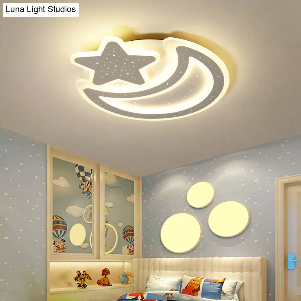 DecorBites™ DecorBites™ Nordic LED Ceiling Lamp: Moon and Star Acrylic Flush Mount Light for Kids Room