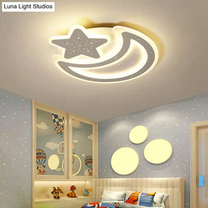 DecorBites™ DecorBites™ Nordic LED Ceiling Lamp: Moon and Star Acrylic Flush Mount Light for Kids Room