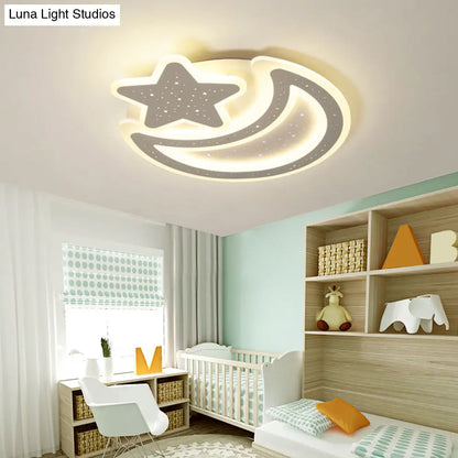 DecorBites™ DecorBites™ Nordic LED Ceiling Lamp: Moon and Star Acrylic Flush Mount Light for Kids Room