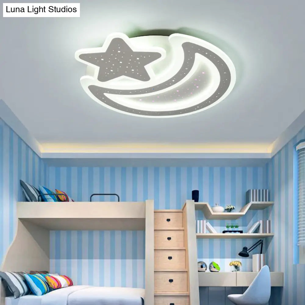 DecorBites™ DecorBites™ Nordic LED Ceiling Lamp: Moon and Star Acrylic Flush Mount Light for Kids Room