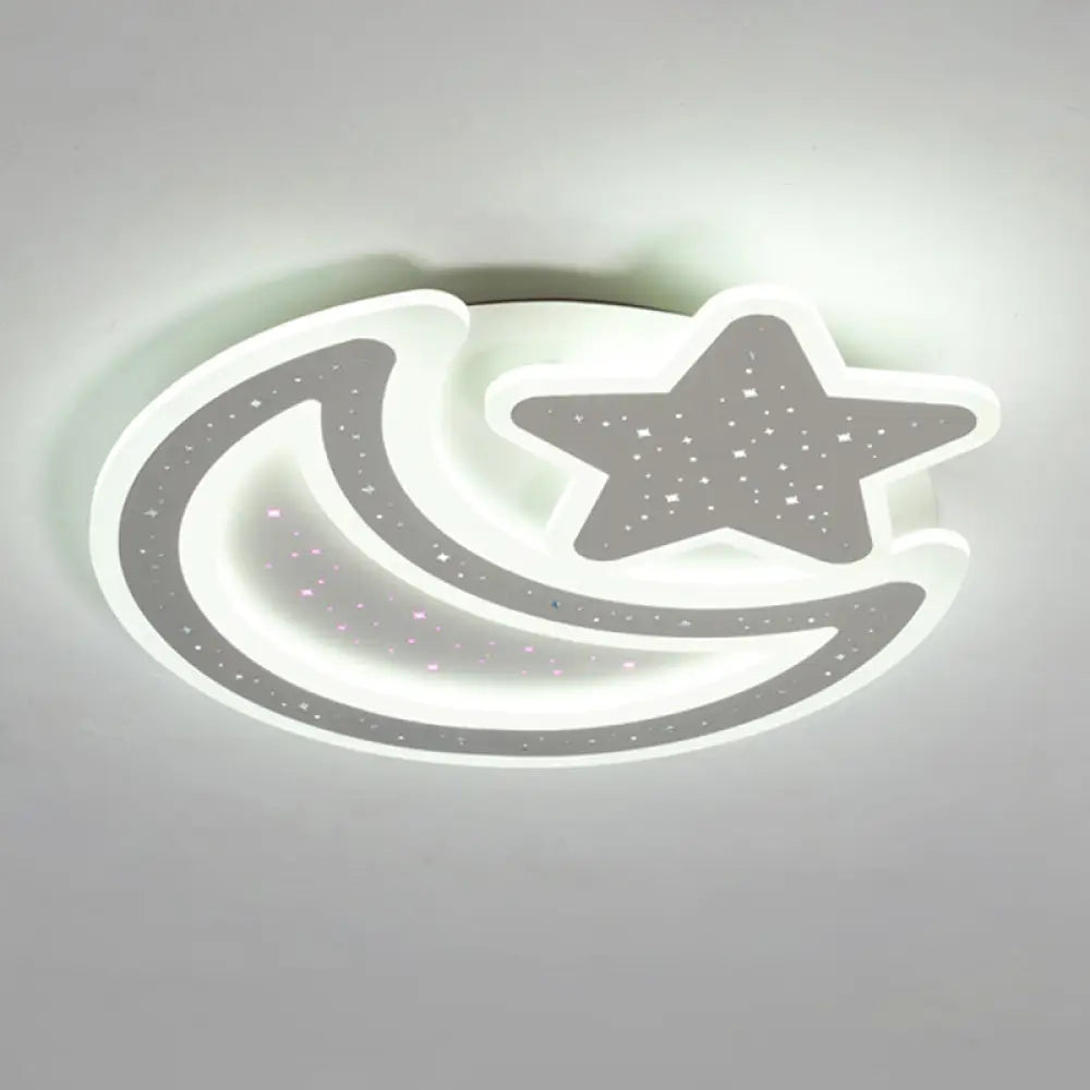 DecorBites™ DecorBites™ Nordic LED Ceiling Lamp: Moon and Star Acrylic Flush Mount Light for Kids Room