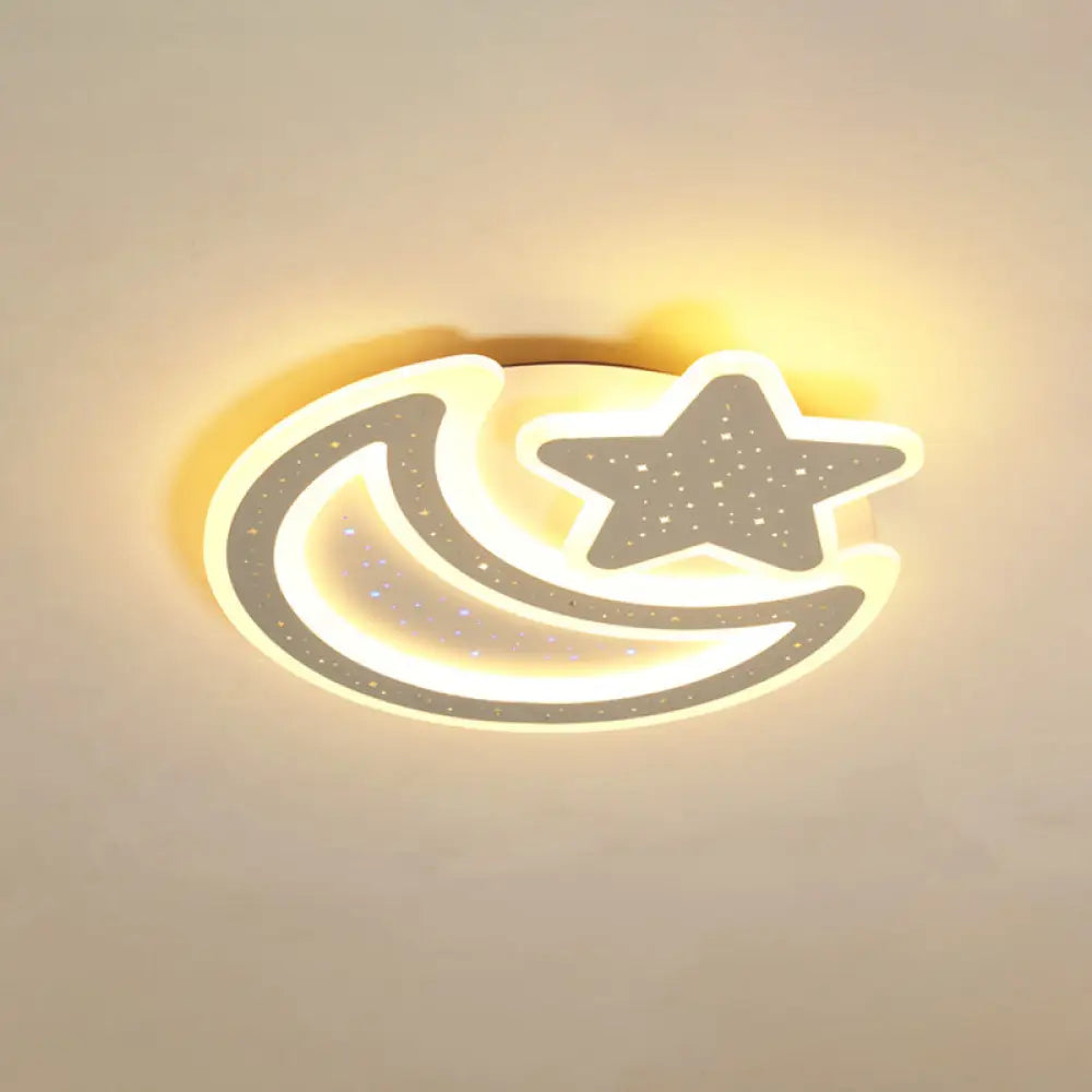 DecorBites™ DecorBites™ Nordic LED Ceiling Lamp: Moon and Star Acrylic Flush Mount Light for Kids Room