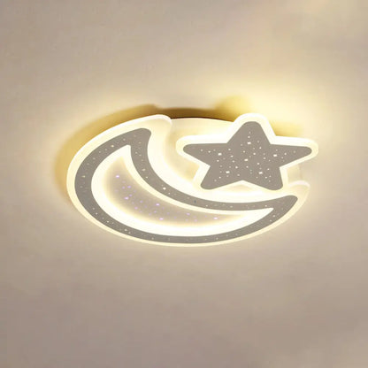 DecorBites™ DecorBites™ Nordic LED Ceiling Lamp: Moon and Star Acrylic Flush Mount Light for Kids Room