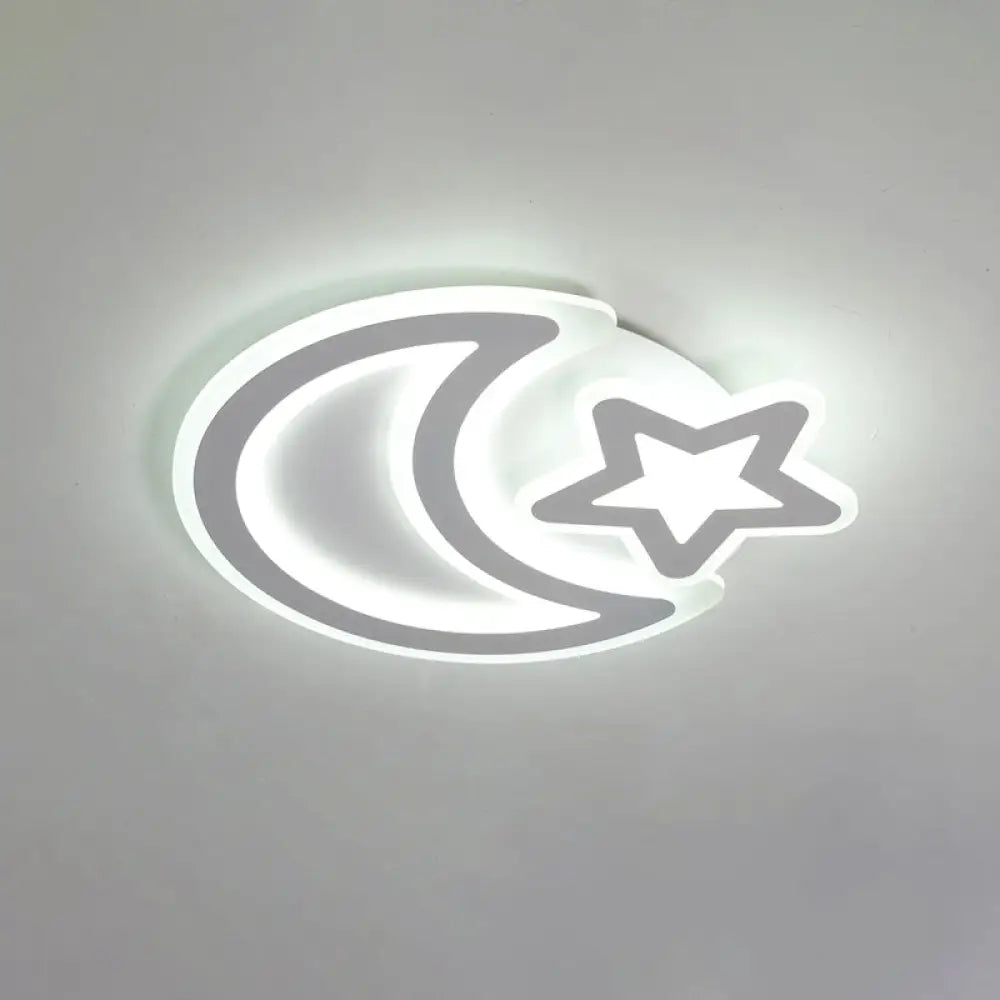 DecorBites™ DecorBites™ Nordic LED Ceiling Lamp: Moon and Star Acrylic Flush Mount Light for Kids Room