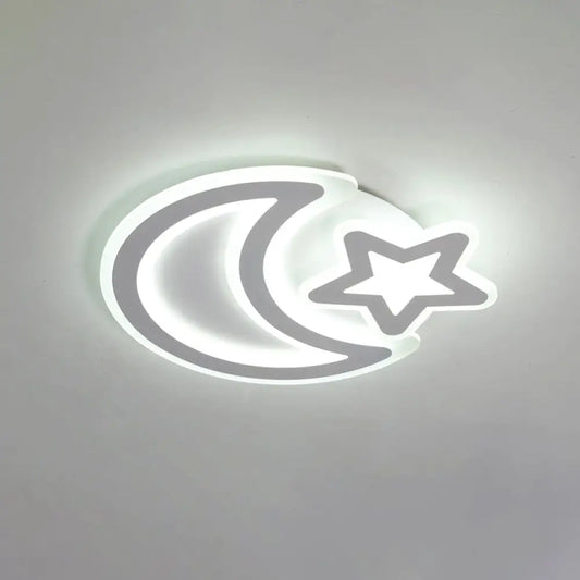 DecorBites™ DecorBites™ Nordic LED Ceiling Lamp: Moon and Star Acrylic Flush Mount Light for Kids Room