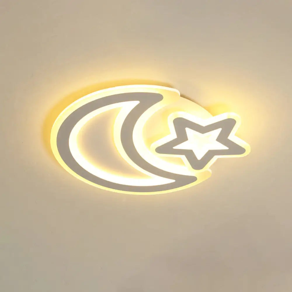 DecorBites™ DecorBites™ Nordic LED Ceiling Lamp: Moon and Star Acrylic Flush Mount Light for Kids Room