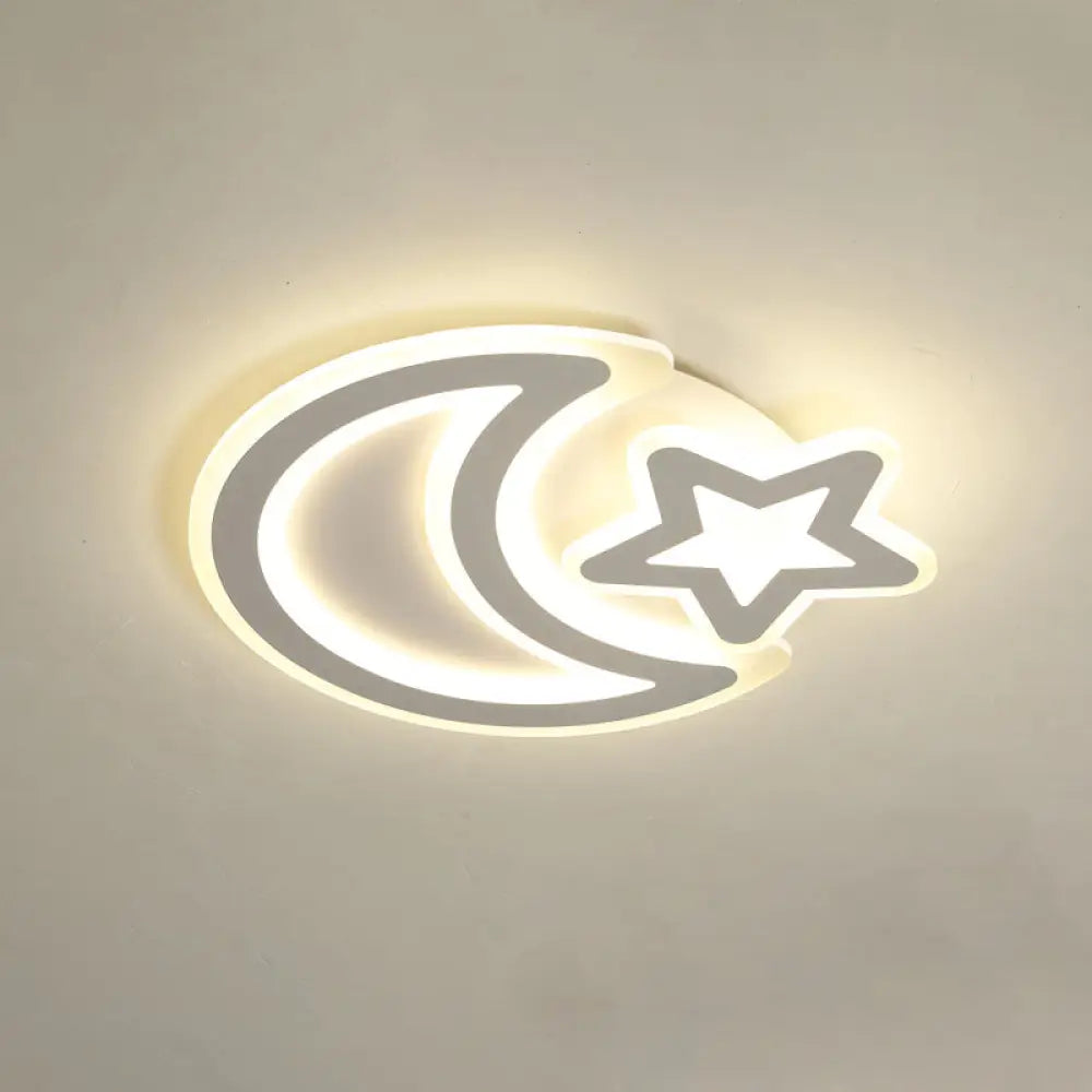 DecorBites™ DecorBites™ Nordic LED Ceiling Lamp: Moon and Star Acrylic Flush Mount Light for Kids Room