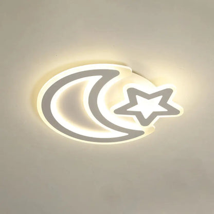 DecorBites™ DecorBites™ Nordic LED Ceiling Lamp: Moon and Star Acrylic Flush Mount Light for Kids Room