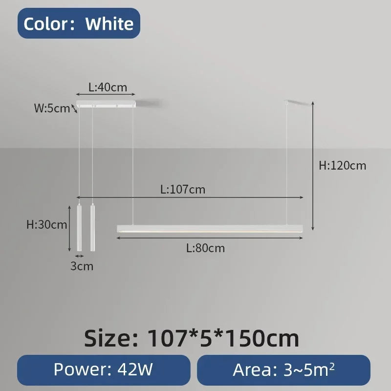 Nordic LED Chandelier for Home Lighting - white 107cm / Remote dimming - Chandelier