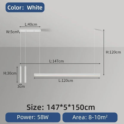 Nordic LED Chandelier for Home Lighting - white 147cm / Remote dimming - Chandelier