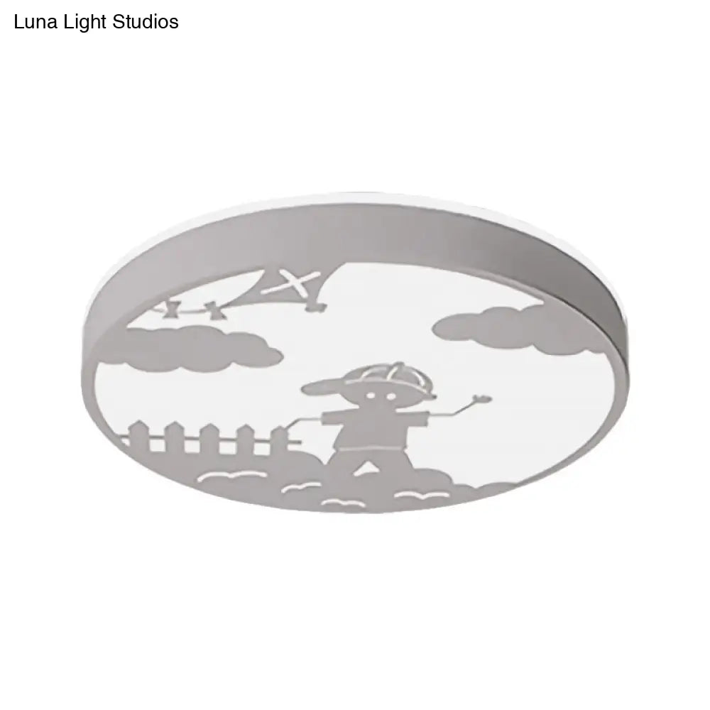 DecorBites™ DecorBites™ Nordic LED Flush Mount Light with Metal Circular Ceiling Fixture and Boy Deco - Bathroom Style