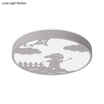 DecorBites™ DecorBites™ Nordic LED Flush Mount Light with Metal Circular Ceiling Fixture and Boy Deco - Bathroom Style