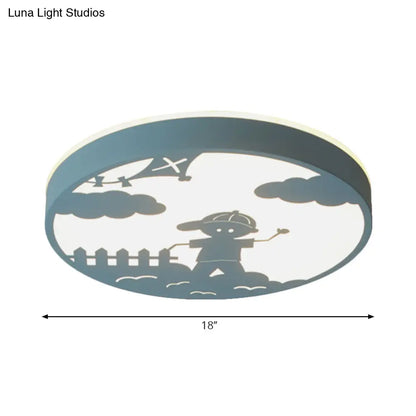 DecorBites™ DecorBites™ Nordic LED Flush Mount Light with Metal Circular Ceiling Fixture and Boy Deco - Bathroom Style