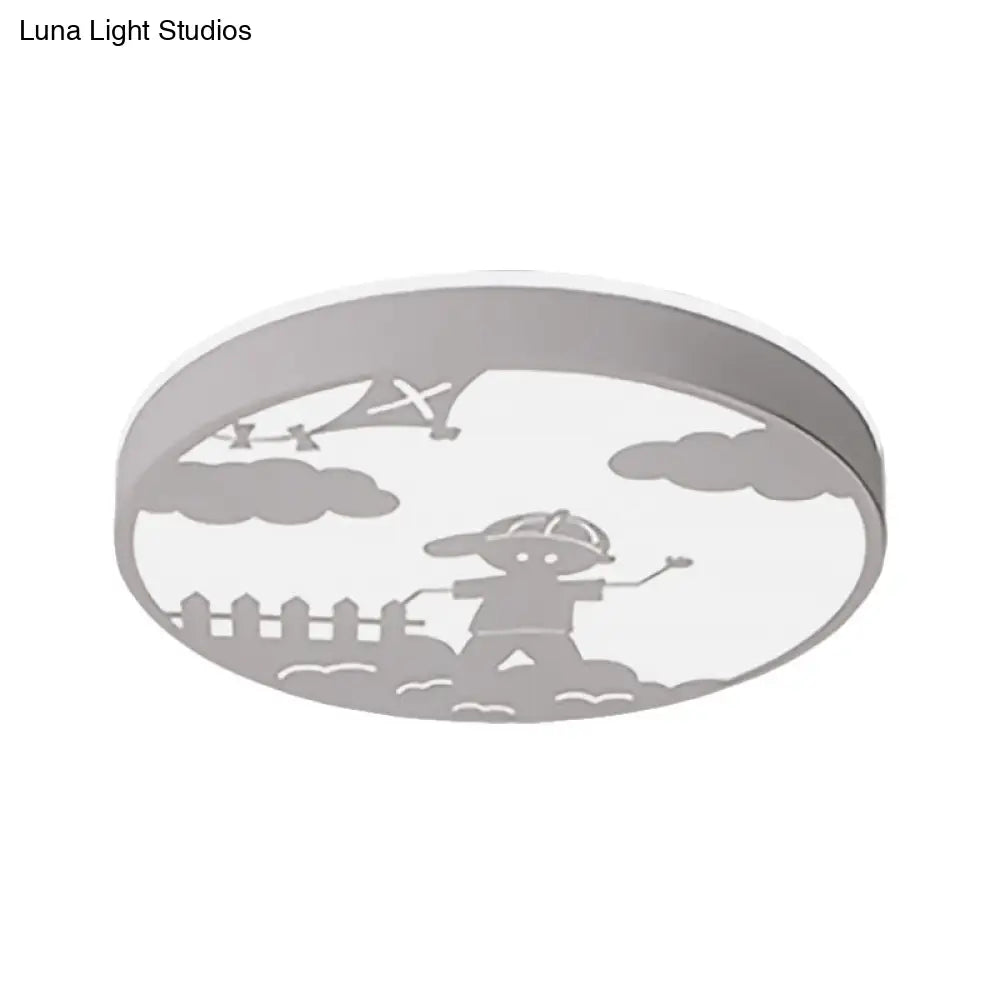 DecorBites™ DecorBites™ Nordic LED Flush Mount Light with Metal Circular Ceiling Fixture and Boy Deco - Bathroom Style