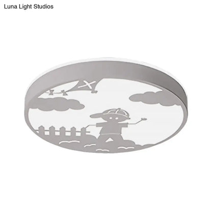 DecorBites™ DecorBites™ Nordic LED Flush Mount Light with Metal Circular Ceiling Fixture and Boy Deco - Bathroom Style