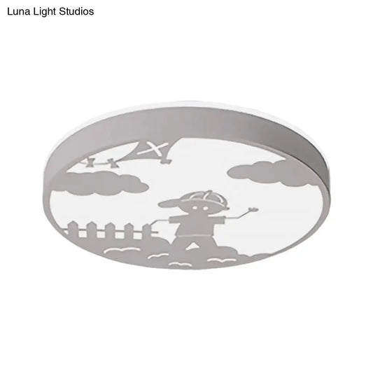 DecorBites™ DecorBites™ Nordic LED Flush Mount Light with Metal Circular Ceiling Fixture and Boy Deco - Bathroom Style