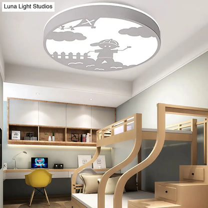 DecorBites™ DecorBites™ Nordic LED Flush Mount Light with Metal Circular Ceiling Fixture and Boy Deco - Bathroom Style