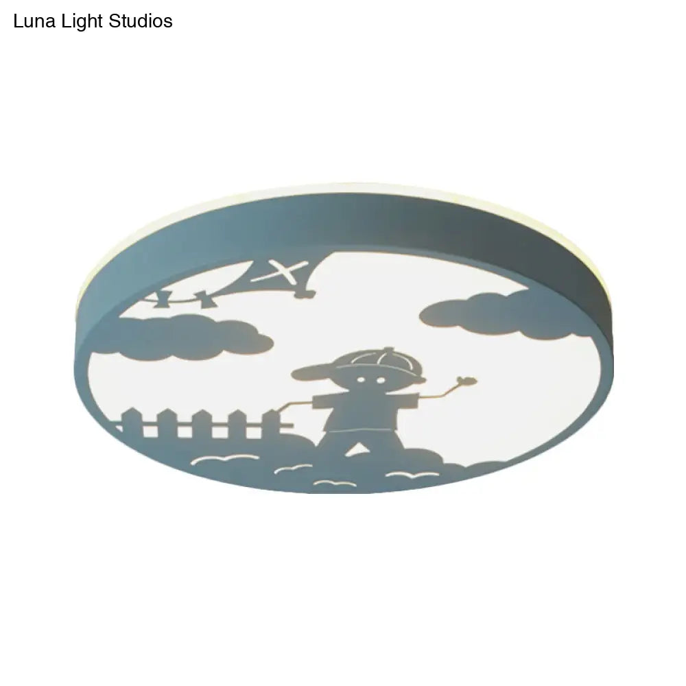 DecorBites™ DecorBites™ Nordic LED Flush Mount Light with Metal Circular Ceiling Fixture and Boy Deco - Bathroom Style