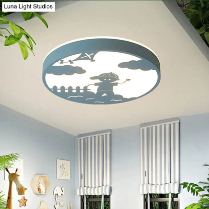 DecorBites™ DecorBites™ Nordic LED Flush Mount Light with Metal Circular Ceiling Fixture and Boy Deco - Bathroom Style