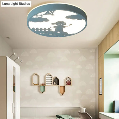 DecorBites™ DecorBites™ Nordic LED Flush Mount Light with Metal Circular Ceiling Fixture and Boy Deco - Bathroom Style