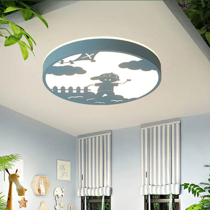 DecorBites™ DecorBites™ Nordic LED Flush Mount Light with Metal Circular Ceiling Fixture and Boy Deco - Bathroom Style