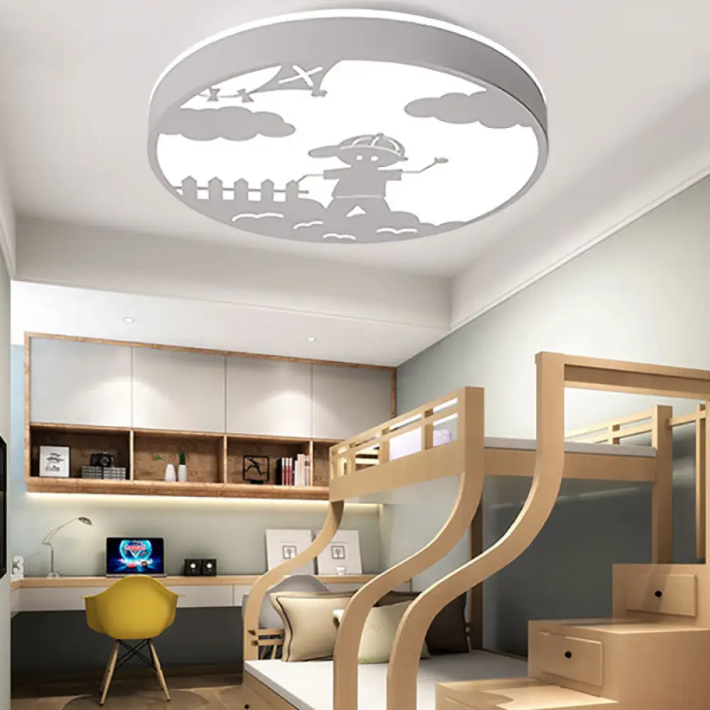 DecorBites™ DecorBites™ Nordic LED Flush Mount Light with Metal Circular Ceiling Fixture and Boy Deco - Bathroom Style