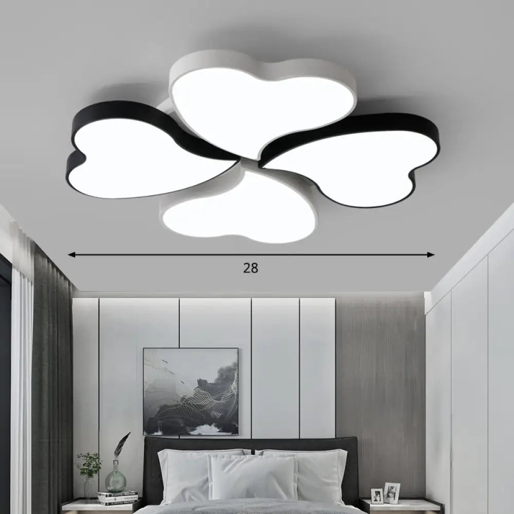 DecorBites™ DecorBites™ Nordic LED Metal Clover Shaped Flush Mount Lighting for Bedroom in Black-White