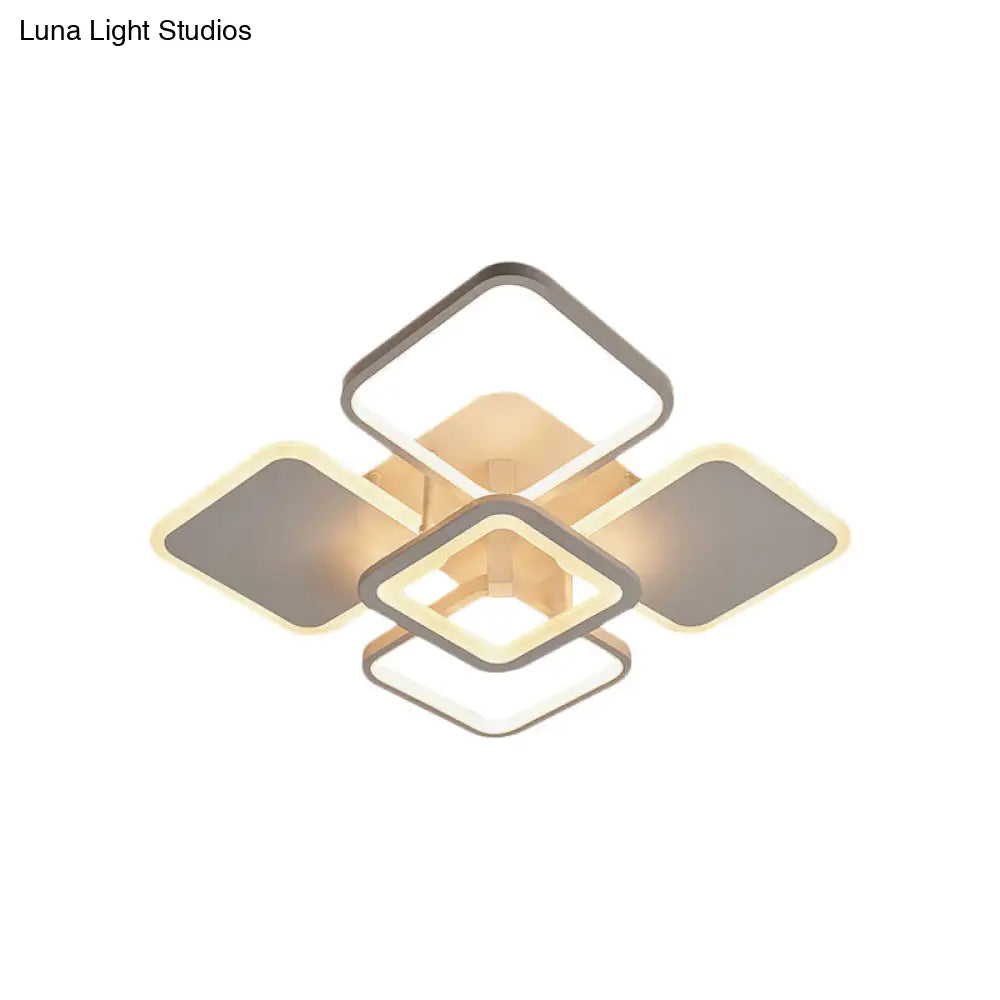 DecorBites™ DecorBites™ Nordic LED Metal Square/Diamond Semi Mount Ceiling Lamp in White/Warm Light for Dorm