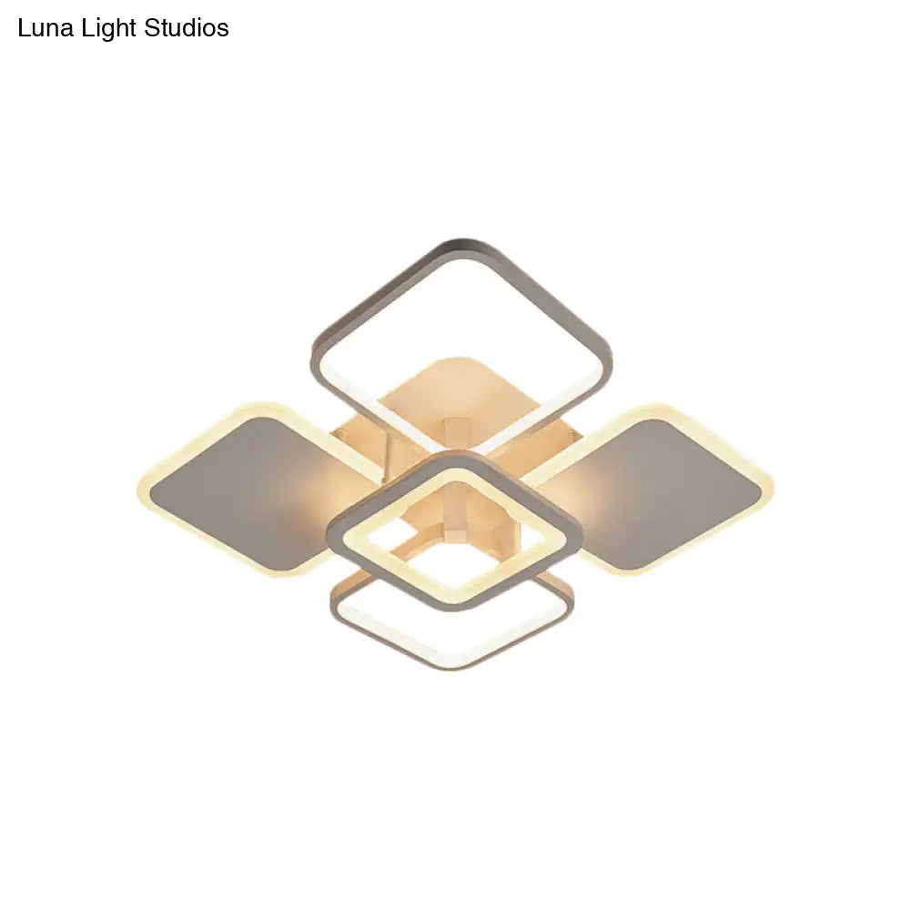 DecorBites™ DecorBites™ Nordic LED Metal Square/Diamond Semi Mount Ceiling Lamp in White/Warm Light for Dorm