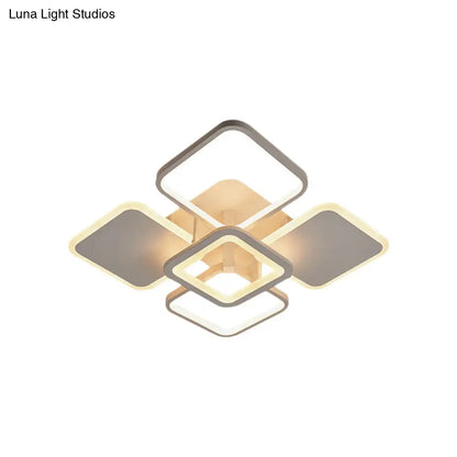 DecorBites™ DecorBites™ Nordic LED Metal Square/Diamond Semi Mount Ceiling Lamp in White/Warm Light for Dorm